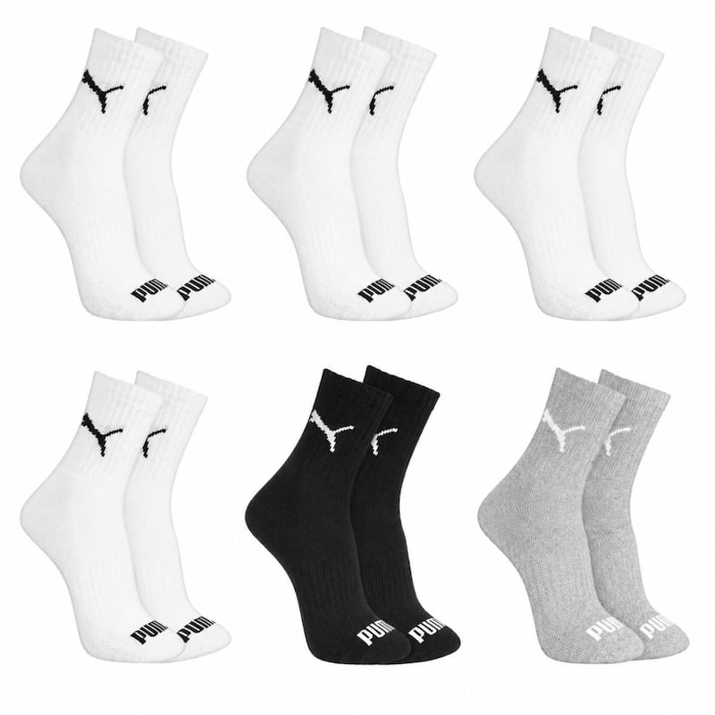 Kit 6 Pares Meias Puma Cano Médio Alto Algodão Meia Adulto Masculino Feminino Academia Original